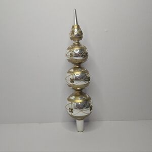 Vintage 12" Glass Tree Topper Finial Decor 4 Bulbs Tiered Silver Gold